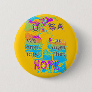 Badge Rond 5 Cm USA Hope : Conception texturée colorée