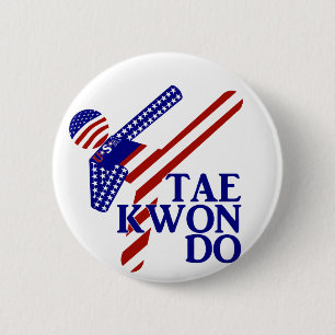 Badge Rond 5 Cm USA Patriotique Martial Arts TAEKWONDO