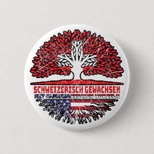 Badge Rond 5 Cm USA Racines d'arbre suisse