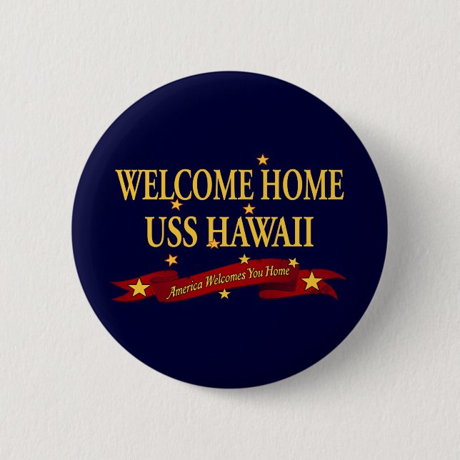 Badge Rond 5 Cm USS à la maison bienvenu Hawaï (Devant)