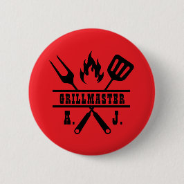 Badge Rond 5 Cm Ustensile de grillmaster rouge