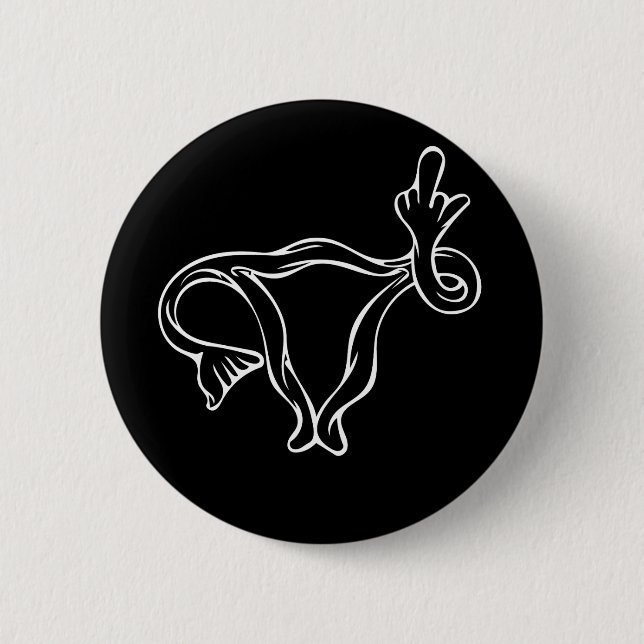 Badge Rond 5 Cm Uterus à doigt moyen Pro-choix (Devant)