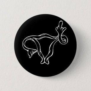 Badge Rond 5 Cm Uterus à doigt moyen Pro-choix