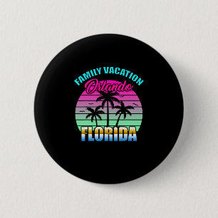 Badge Rond 5 Cm Vacances en famille à Orlando Floride Sunset Rétro