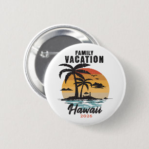 Badge Rond 5 Cm Vacances en famille Hawaii 2026 Tropical