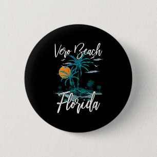 Badge Rond 5 Cm Vacances en famille Retro Sunset Floride Vero Beac