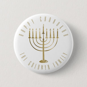 Badge Rond 5 Cm Vacances heureuses de Chanukah Menorah