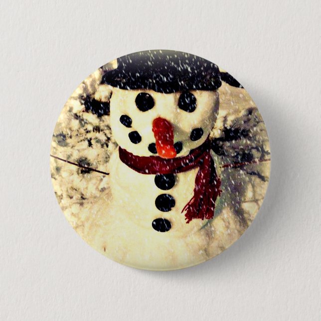 Badge Rond 5 Cm Vacances Laisser neiger Adorable Snowman (Devant)