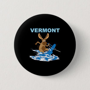 Badge Rond 5 Cm Vacances Moose Lake Vermont Water Ski