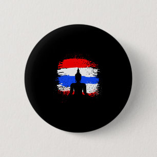 Badge Rond 5 Cm Vacances rétro thaï bouddha drapeau thaïlandais
