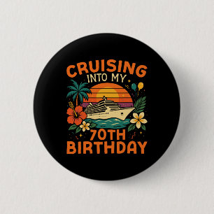 Badge Rond 5 Cm Vacances sur un bateau de croisière 70e anniversai