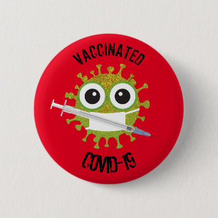 Badge Rond 5 Cm Vaccinated COVID-19