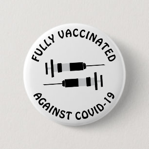 Badge Rond 5 Cm Vacciné Contre Le Covid-19, Coronavirus