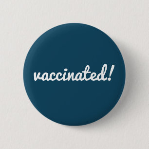 Badge Rond 5 Cm Vacciné   Covid-19 Navy Blue Vaccine Corona