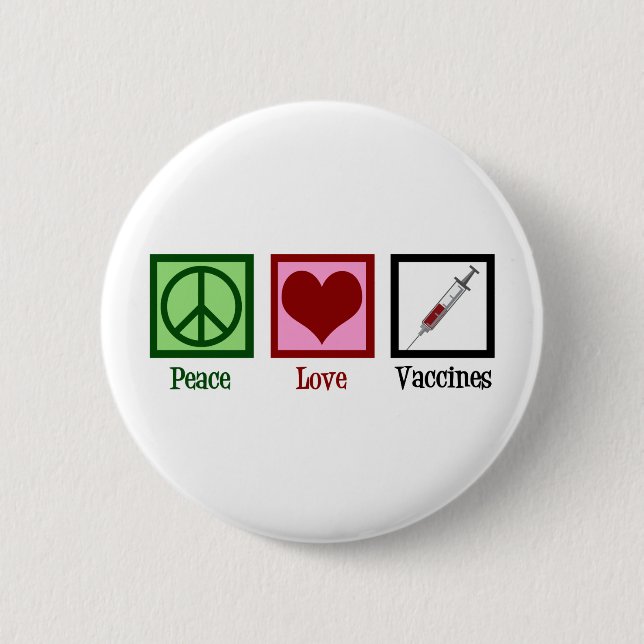 Badge Rond 5 Cm Vaccins Peace Love (Devant)