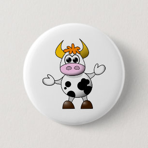 Badge Rond 5 Cm Vache caricaturale drôle