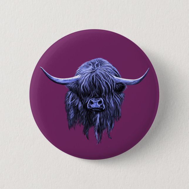 Badge Rond 5 Cm Vache des montagnes écossaise (Devant)