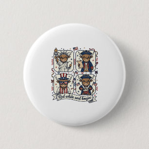 Badge Rond 5 Cm Vache écossaise patriotique rouge blanc et boujee