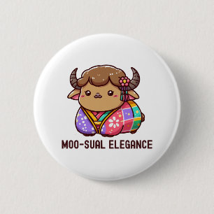 Badge Rond 5 Cm Vache en élégance dans les Highland