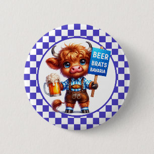 Badge Rond 5 Cm Vache highlandaise Oktoberfest 