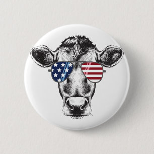 Badge Rond 5 Cm Vache huppée américaine