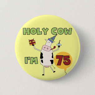 Badge Rond 5 Cm Vache sainte je suis 75 T-shirts et cadeaux