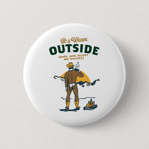 Badge Rond 5 Cm Vacher Drôle Buvant du Whisky
