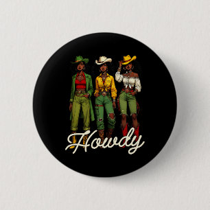Badge Rond 5 Cm Vachère noire Western Rodeo Mélanine Juneteenth Bl