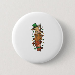 Badge Rond 5 Cm Vaches empilées mignonnes St Patrick Gravure vinta