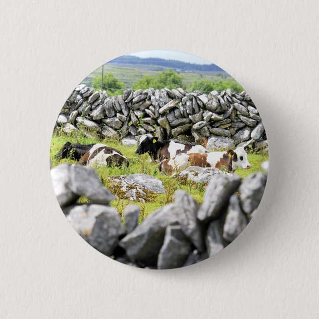 Badge Rond 5 Cm Vaches Moo (Devant)