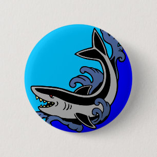Badge Rond 5 Cm Vagues de requin