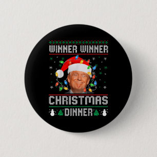 Badge Rond 5 Cm Vainqueur du dîner de Noël Père Noël Trump Ugly Sw