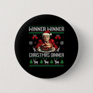 Badge Rond 5 Cm Vainqueur du dîner de Noël Père Noël Trump Ugly Sw