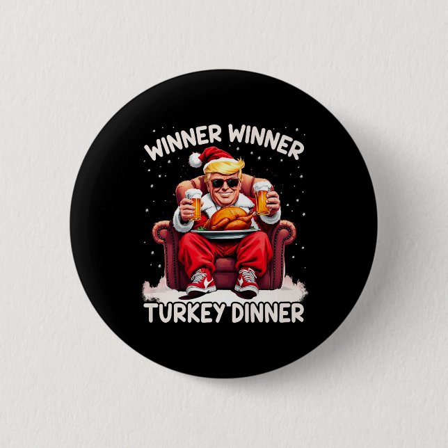 Badge Rond 5 Cm Vainqueur super de Noël Trump Dîner Turquie (Devant)