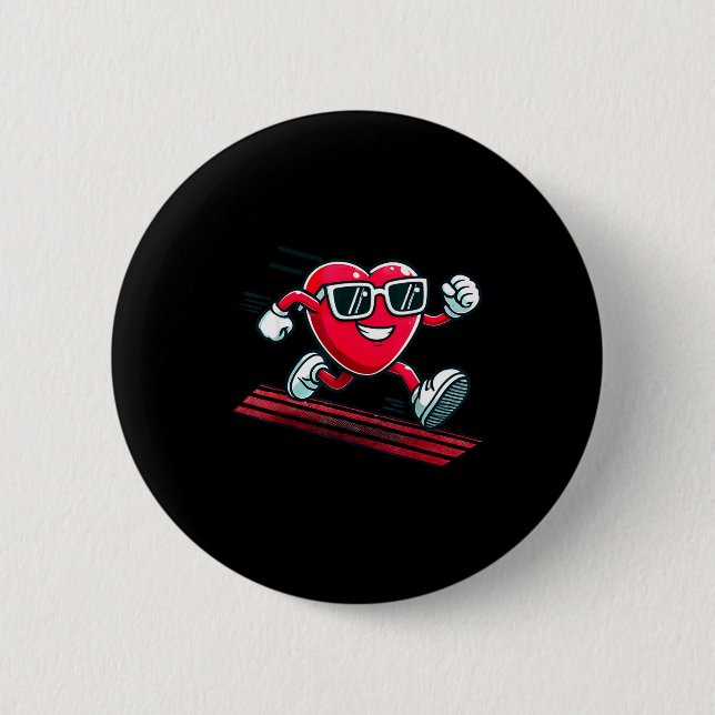 Badge Rond 5 Cm Valentine’s Day Love Heart Runner Track Running  (Devant)