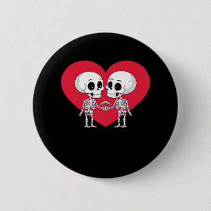 Badge Rond 5 Cm Valentines Jour Drôle Skeleton Coeur main