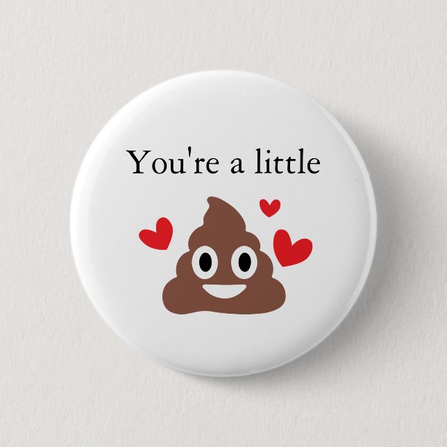 Badge Rond 5 Cm Valentines personnalisables Poo Emoji (Devant)