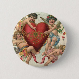 Badge Rond 5 Cm Valentines victoriennes vintages, Cherubs Angels C