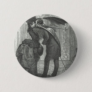 Badge Rond 5 Cm Vampire à ailes victorien/gothique d'un baiser