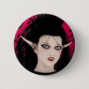 Badge Rond 5 Cm Vampire gothique d'art de diva foncée