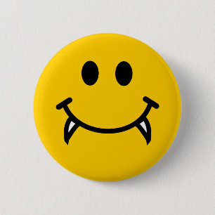 Badge Rond 5 Cm Vampire visage avec des crocs
