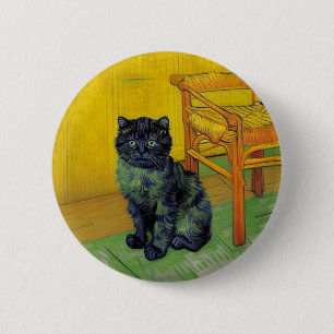 Badge Rond 5 Cm Van Gogh Black Cat