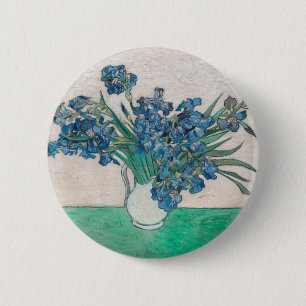 Badge Rond 5 Cm Van Gogh Iris Vase Peinture Impressionnisme