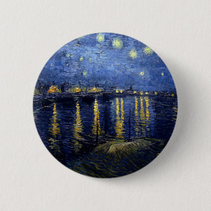 Badge Rond 5 Cm Van Gogh Nuit étoilée sur Rhône