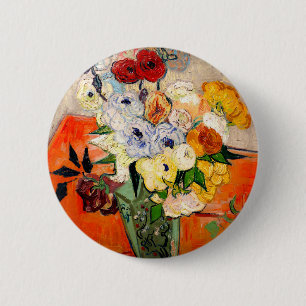 Badge Rond 5 Cm Van Gogh Roses and Anemones