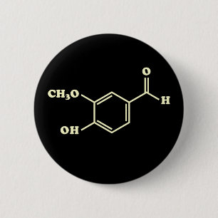 Badge Rond 5 Cm Vanille Vanillin Formule chimique moléculaire