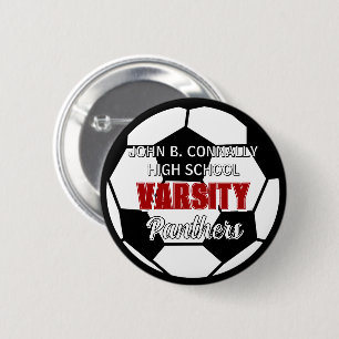 Badge Rond 5 Cm Varsity Football Rouge Personnalisé Esprit Lycée