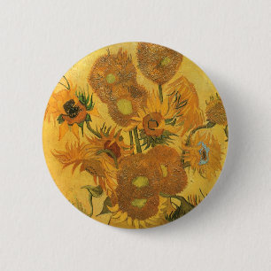 Badge Rond 5 Cm Vase avec 15 tournesols de Vincent van Gogh