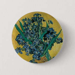 Badge Rond 5 Cm Vase avec Irises par Vincent van Gogh, Art Vintage