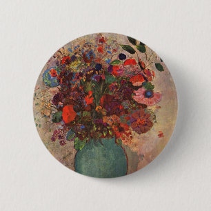 Badge Rond 5 Cm Vase turc par Odilon Redon, Art floral vintage